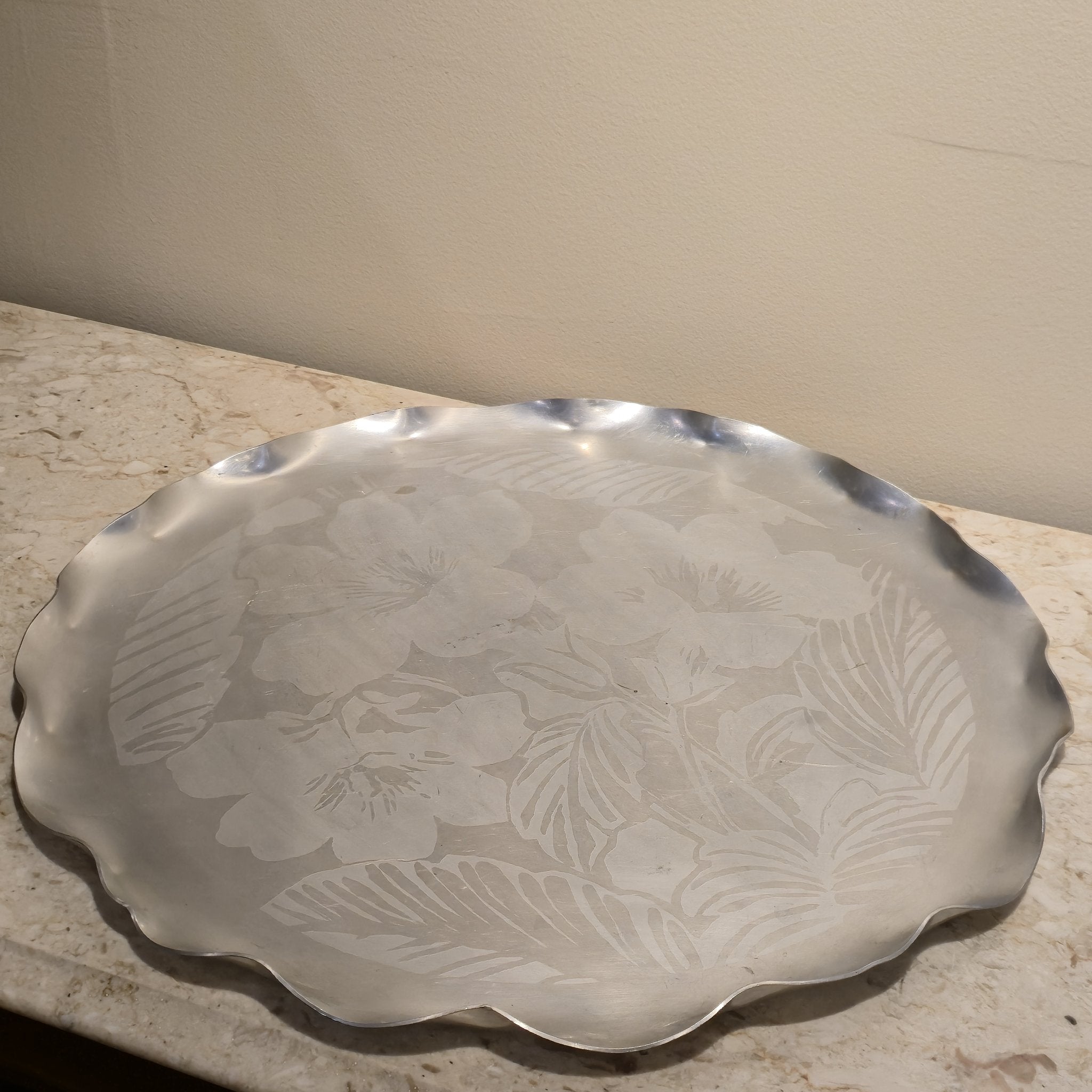 Etched Aluminum Tray, vintage, view 2