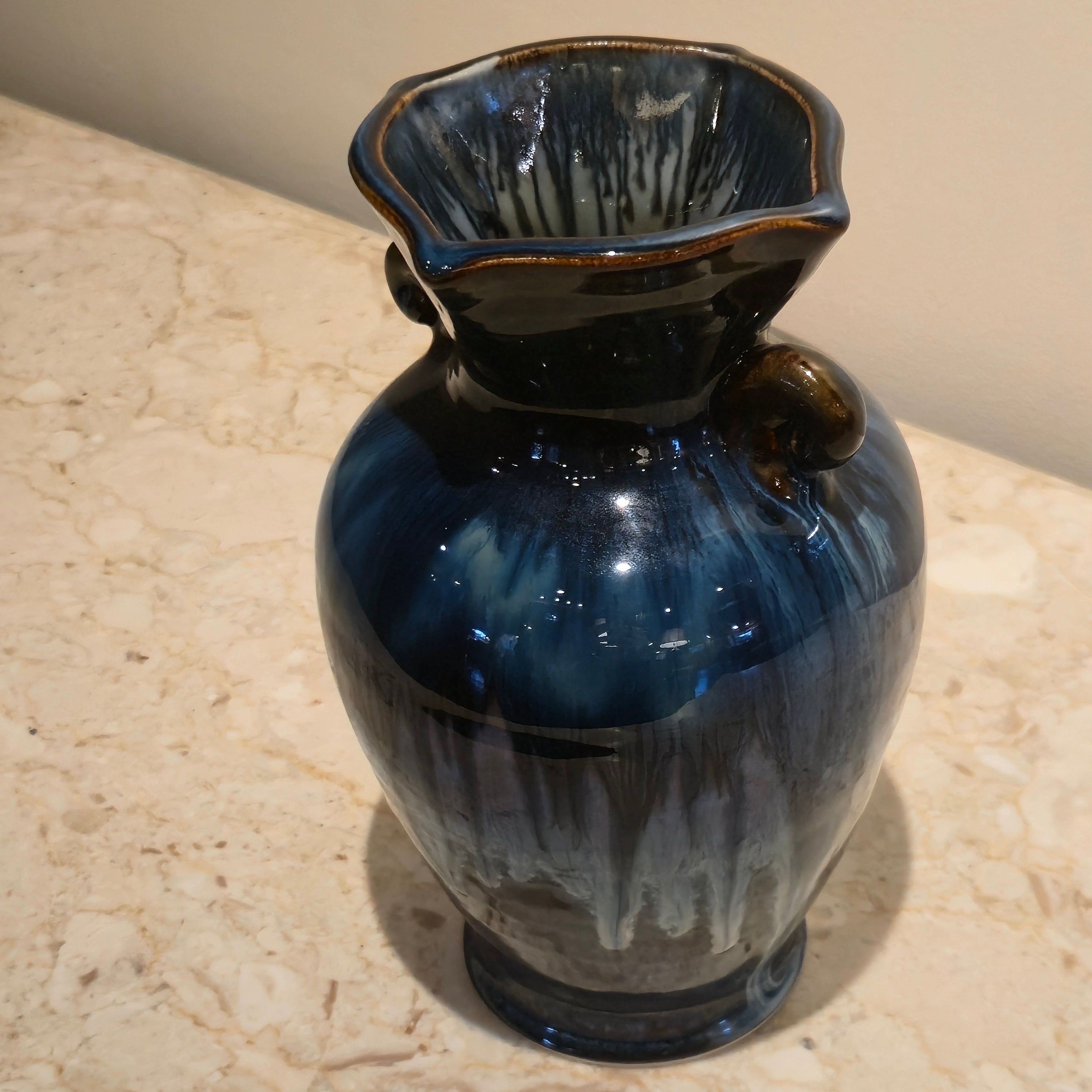 Blue Glazed Vase, vintage, view 2