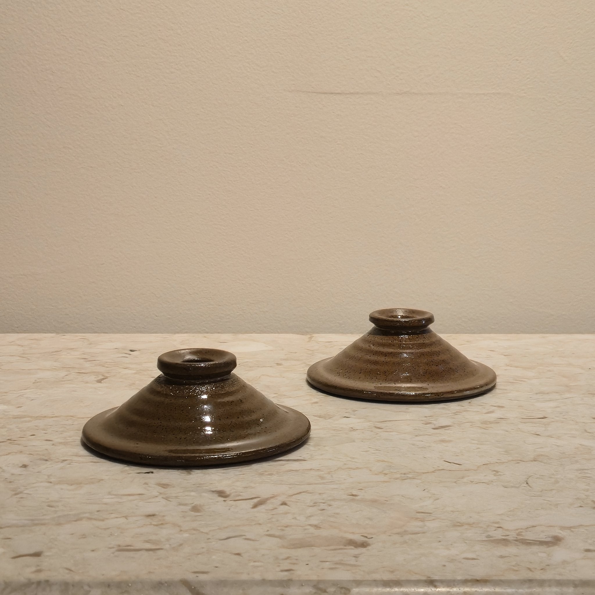 Stoneware Taper Holders, vintage