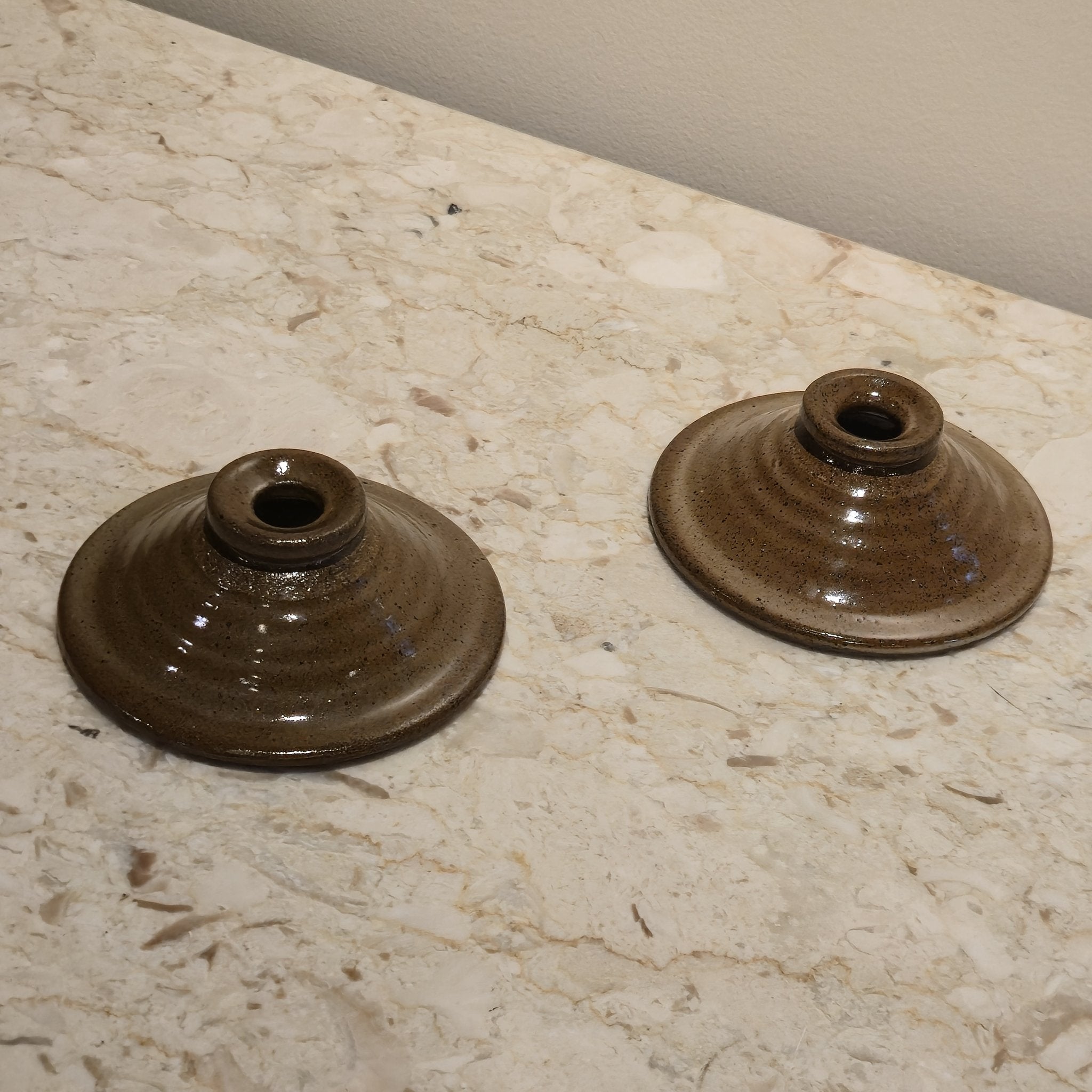 Stoneware Taper Holders, vintage, view 2