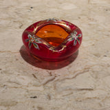 Czech Red Glass Ashtray, vintage