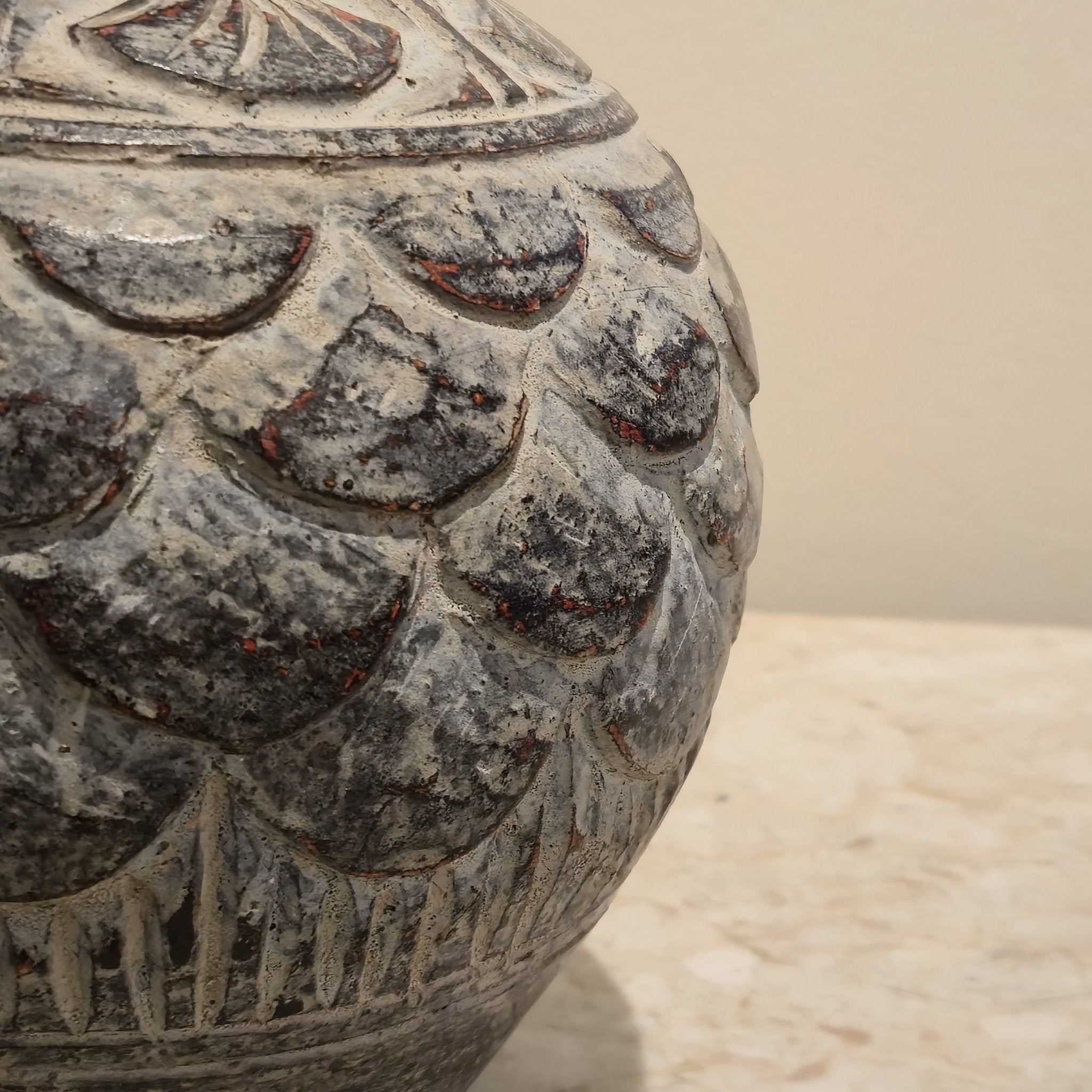 Thai Ceramic Vase, Grey, vintage, view 2