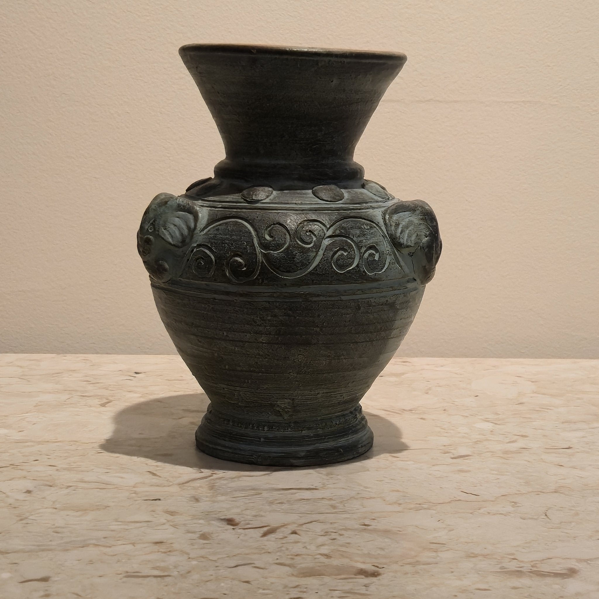Thai Ceramic Vase, Turquoise, vintage