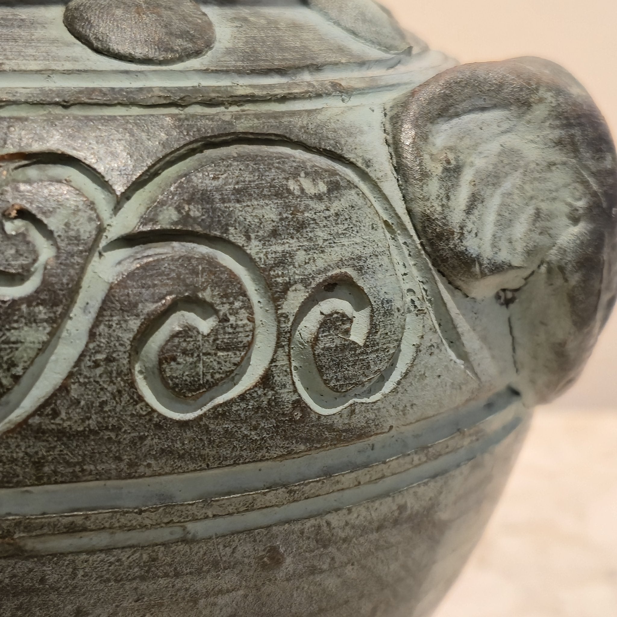 Thai Ceramic Vase, Turquoise, vintage, view 3