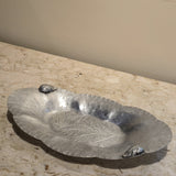 Etched Floral Oval Platter, vintage