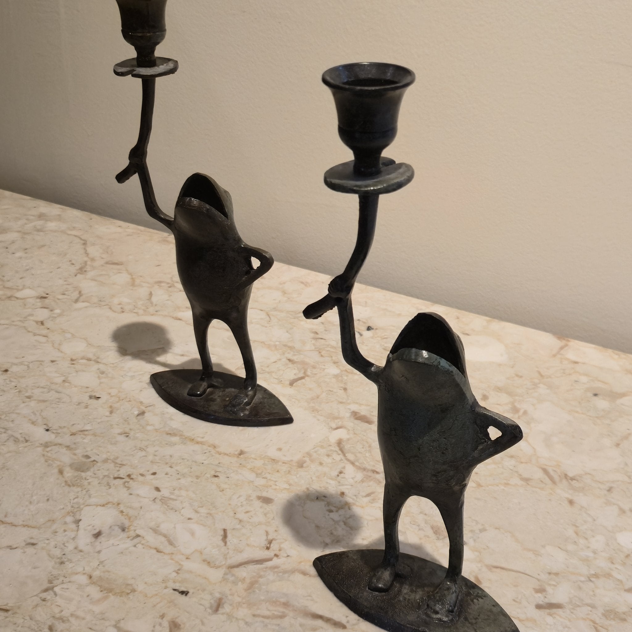 Cast Iron Frog Candle Holder, vintage