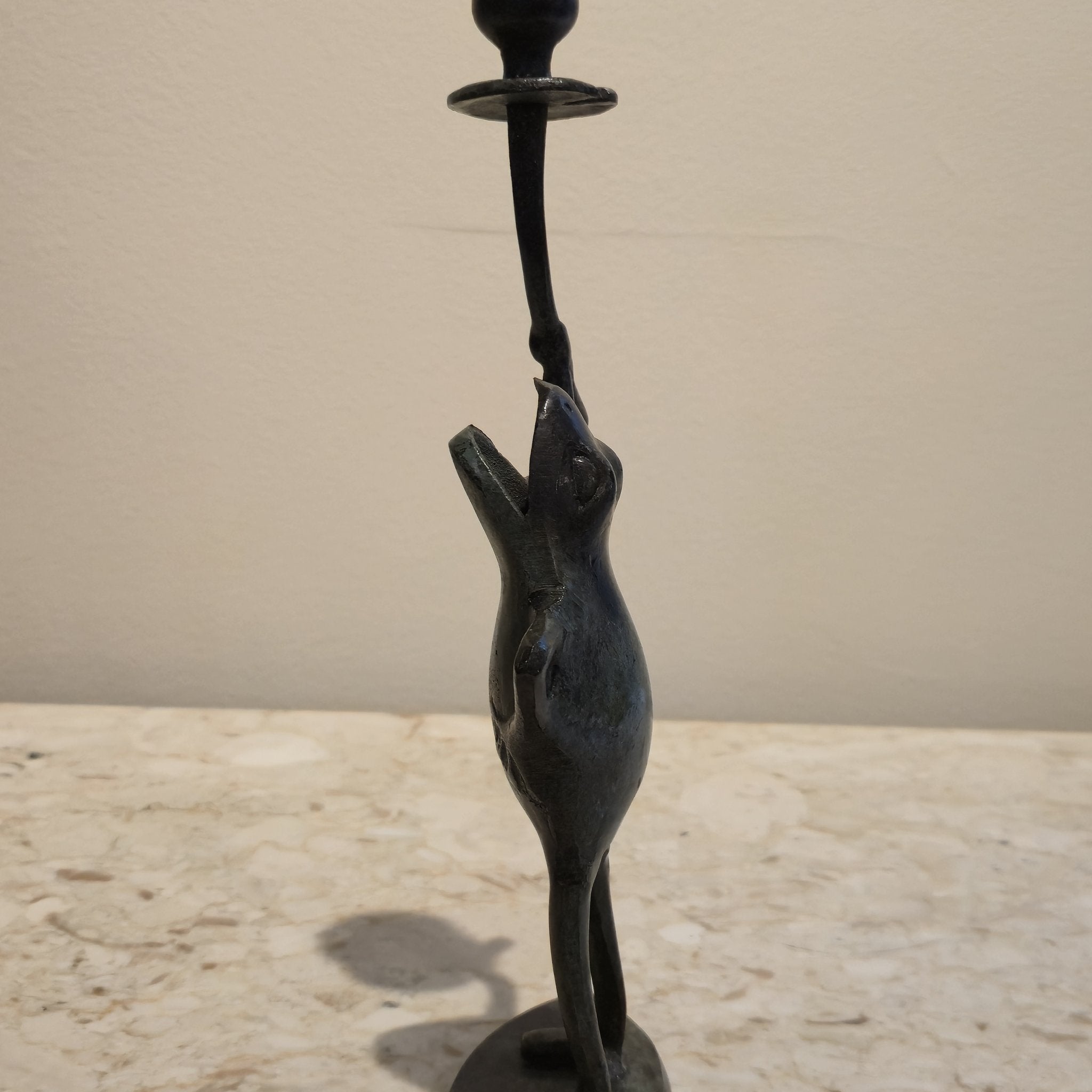 Cast Iron Frog Candle Holder, vintage, view 3