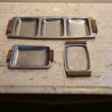 Japanese Steel + Wood Trays, Set of 3, vintage