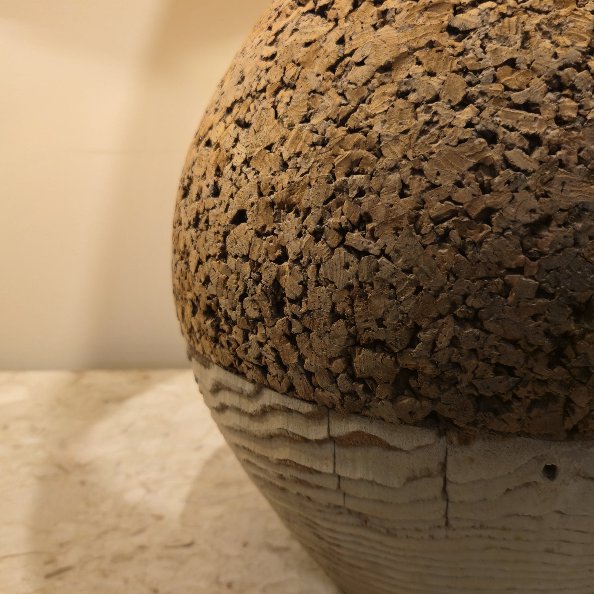 Cork + Wood Table Lamps, Pair, vintage, view 2