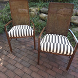 Cane-Back Armchairs, vintage pair, reupholstered