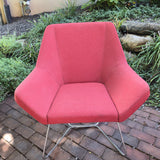 Red Sled-Base Lounge Chairs, vintage, view 3