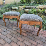 French Provincial Ottomans, vintage, reupholstered
