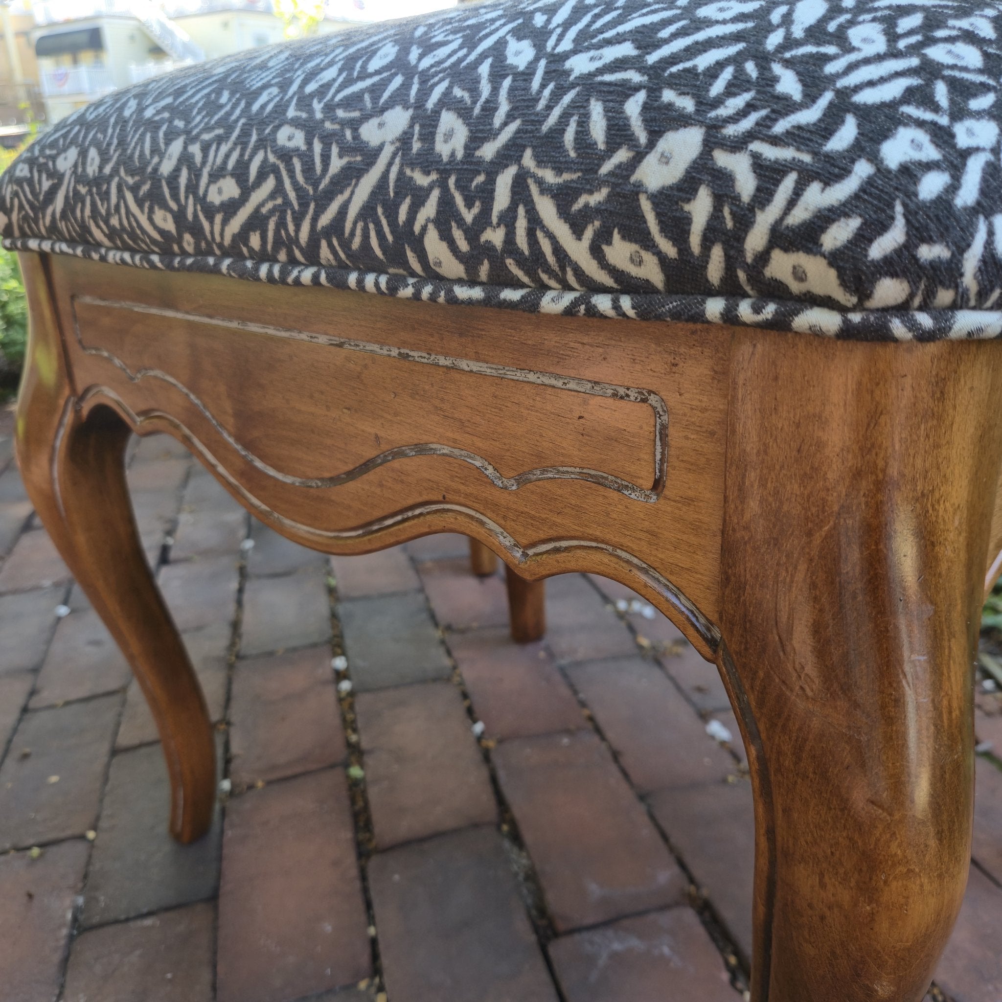 French Provincial Ottomans, vintage, reupholstered, view 3