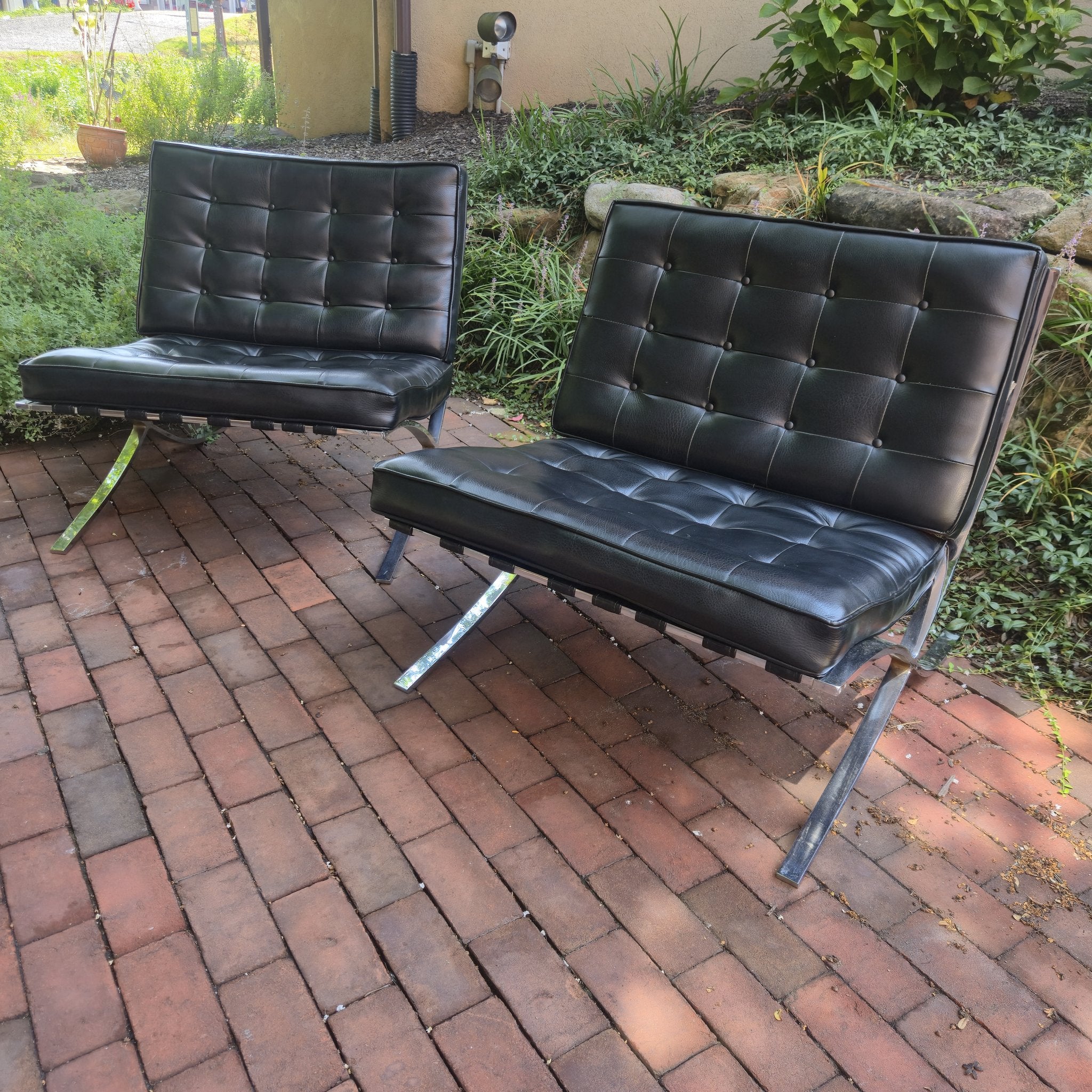 Barcelona-Style Lounge Chairs, vintage