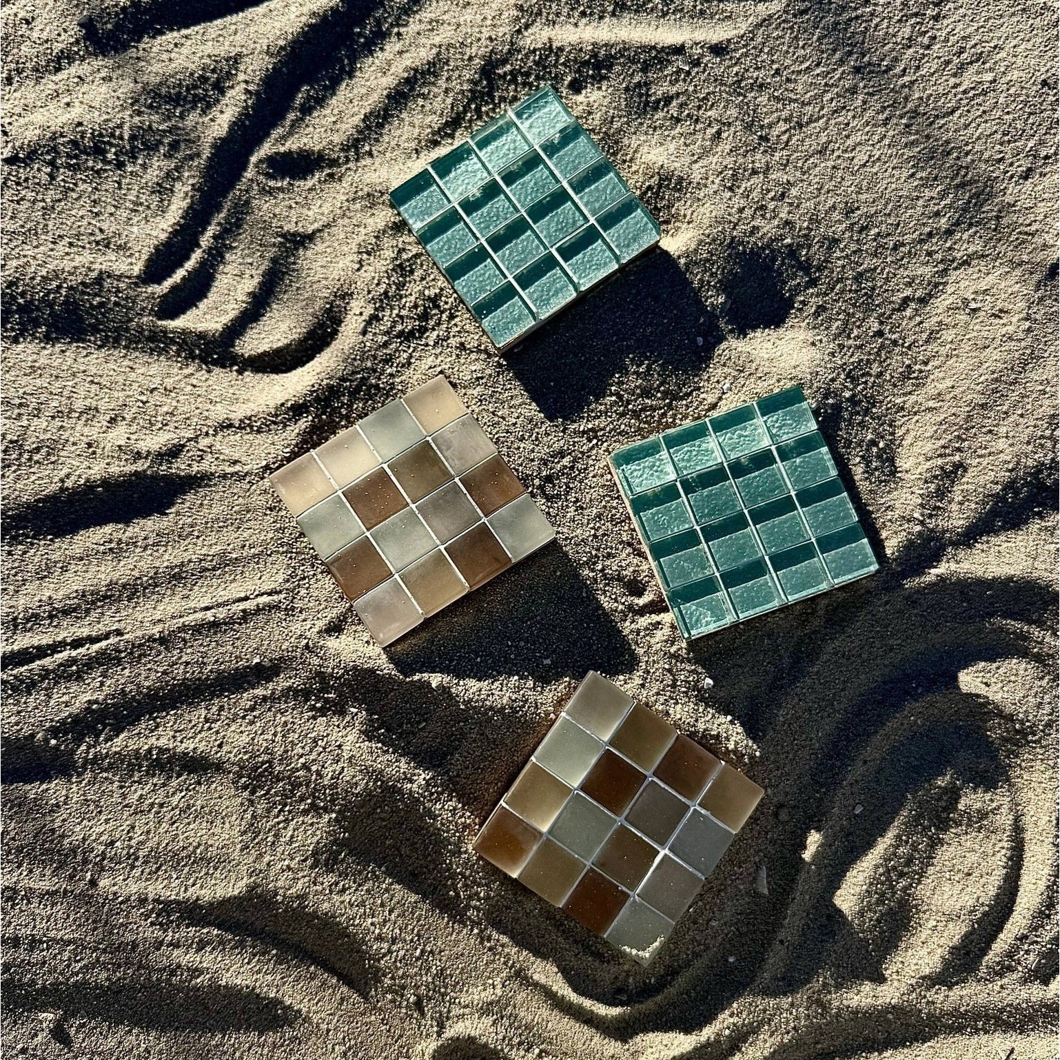 Glass Tile Coasters, Set of 4