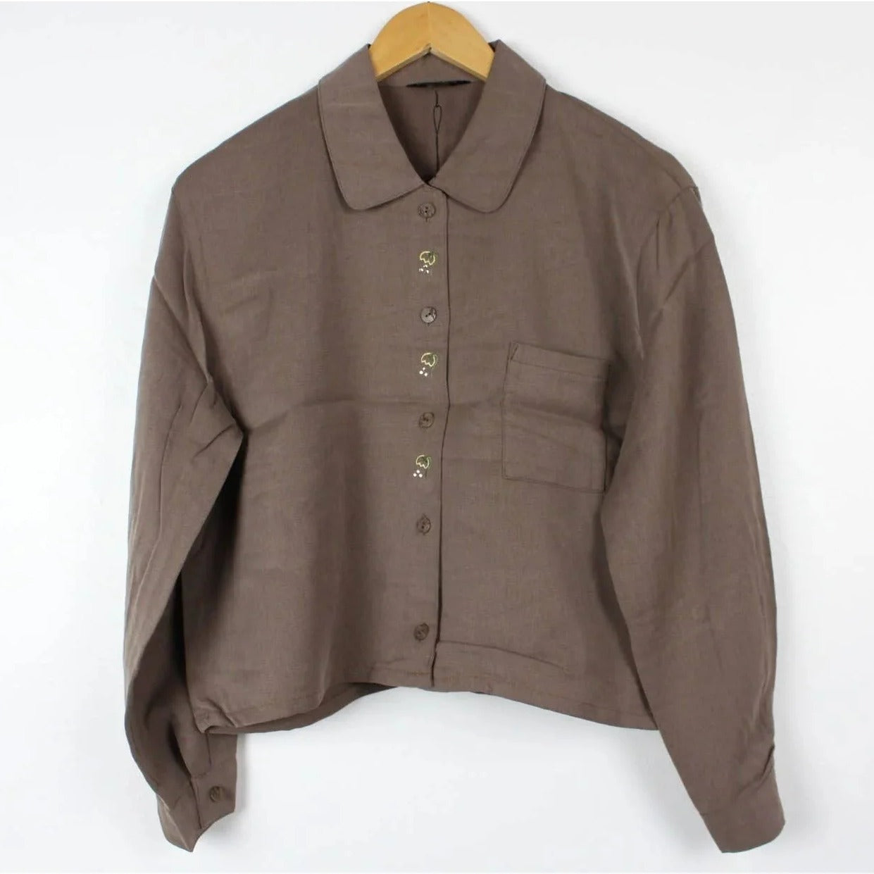 Cropped Long-Sleeve Blouse