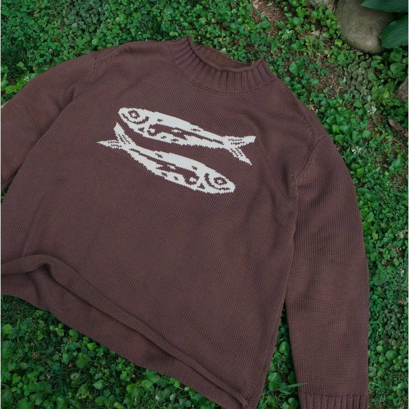 Cotton Fish Sweater, Brown