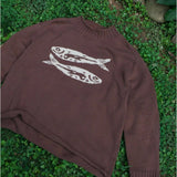 Cotton Fish Sweater, Brown