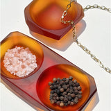 Red Amber Glass Salt Cellar