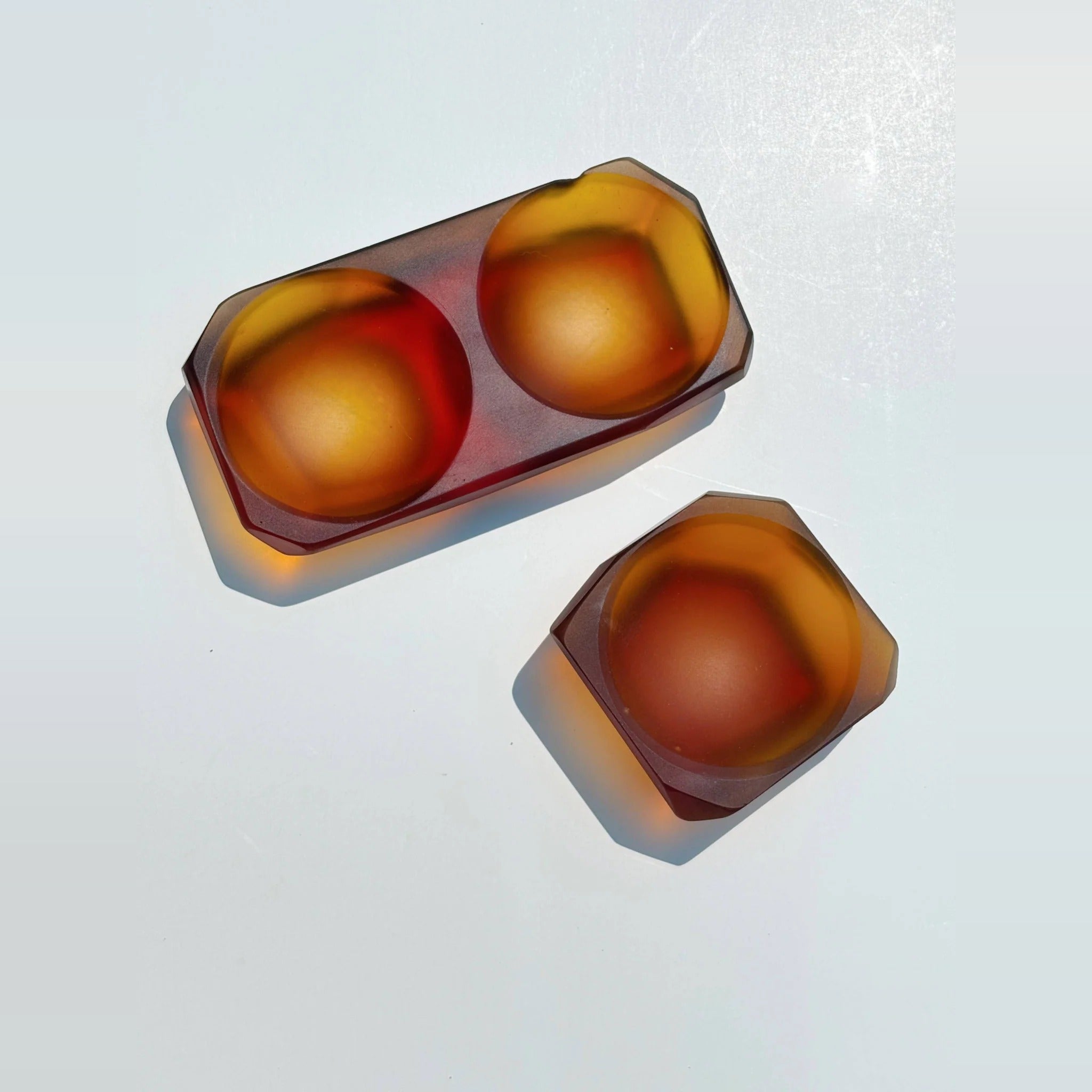 Red Amber Glass Salt Cellar